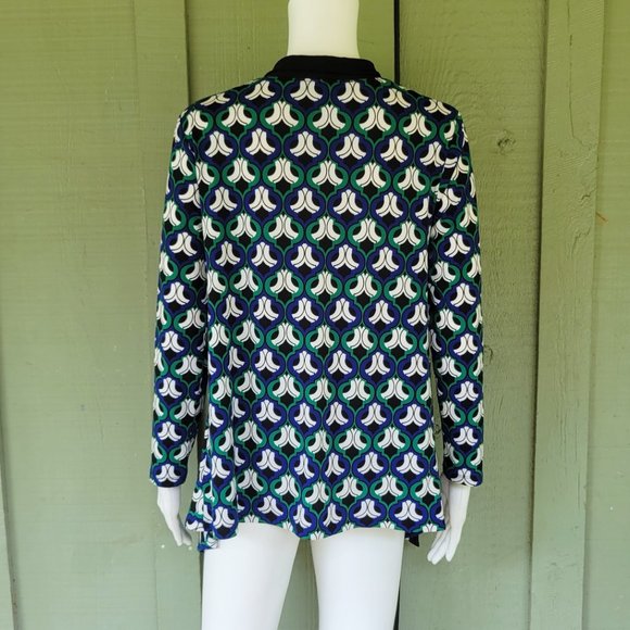 NWT KASPER Blue Green Print Open cardigan - Picture 3 of 4
